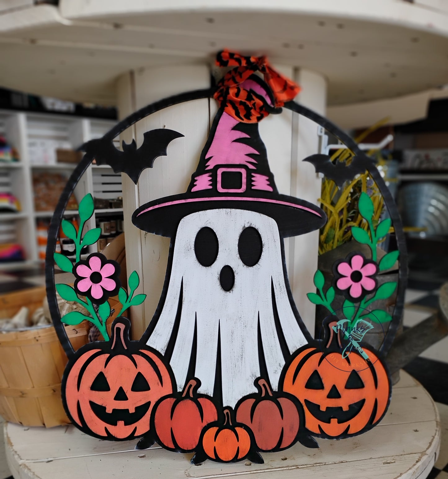 Ghost Pumpkin Door Hanger