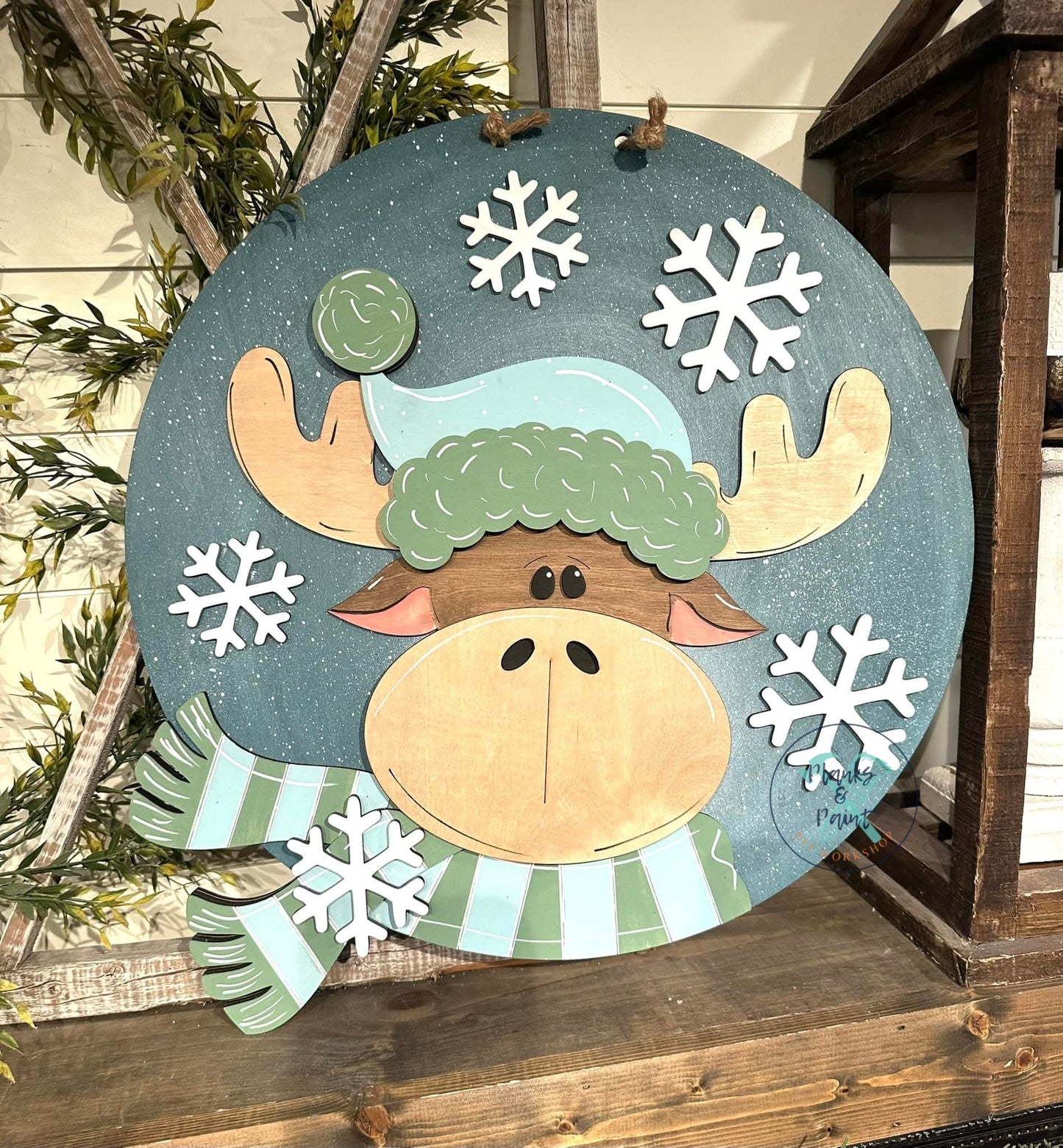 Winter Moose Door Hanger