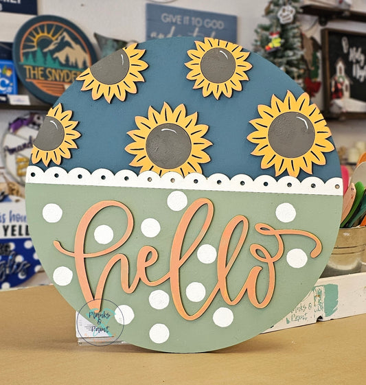 Hello Sunflower Door Hanger