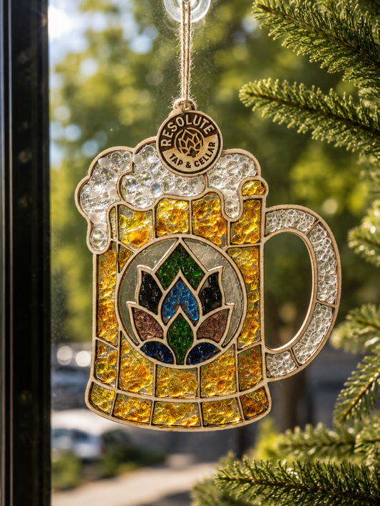 Resolute Brewing Company 10 Year Anniversary Glass Art Ornament Workshop