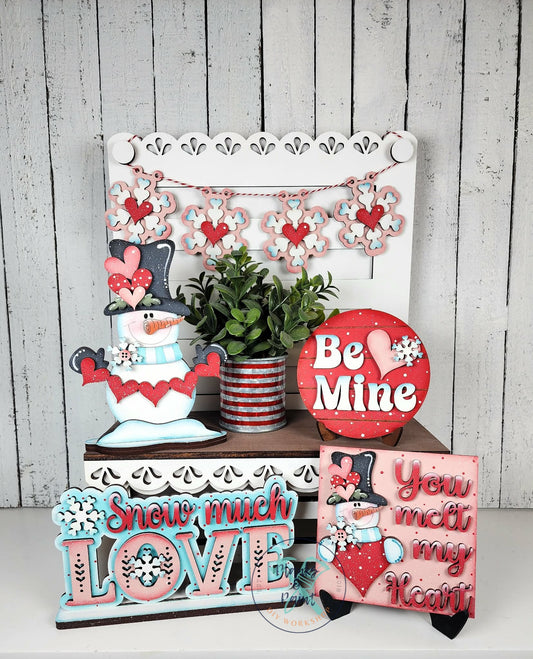 Valentine Snowman Tiered Tray Set