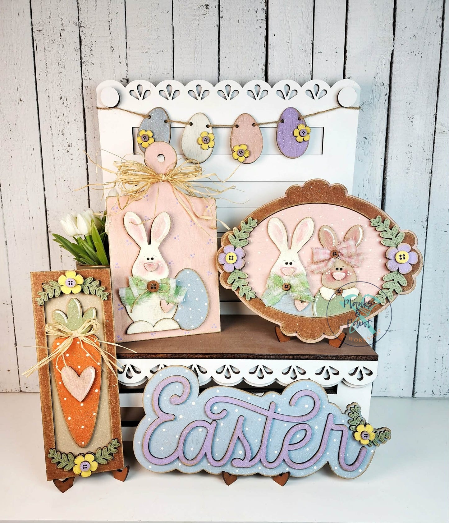 Prim Bunny Tiered Tray Set