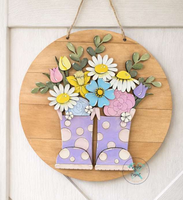 Spring Rain Boots Door Hanger