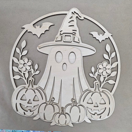 Ghost Pumpkin Door Hanger