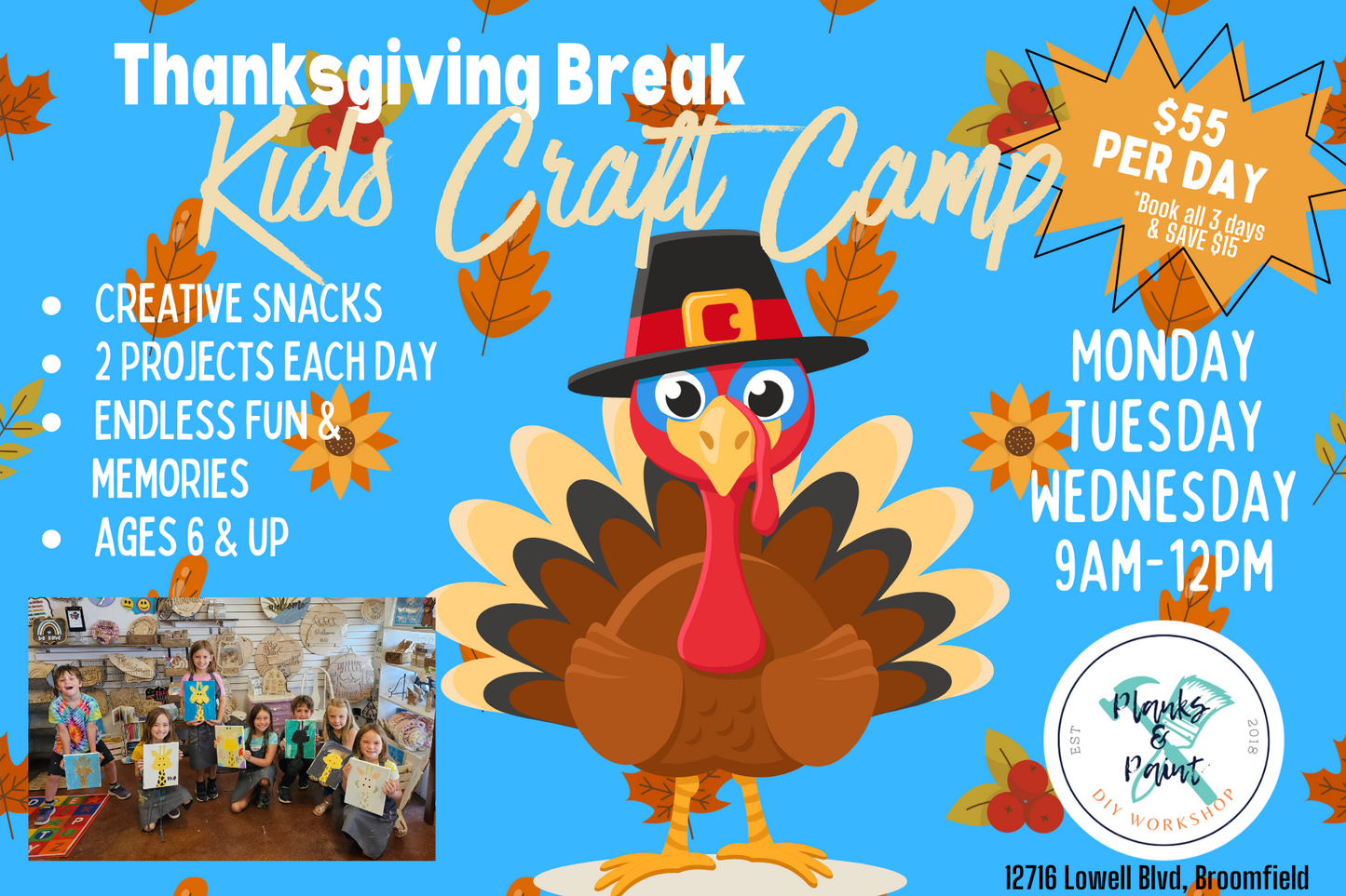 Thanksgiving Break Kids Craft Camp 2023