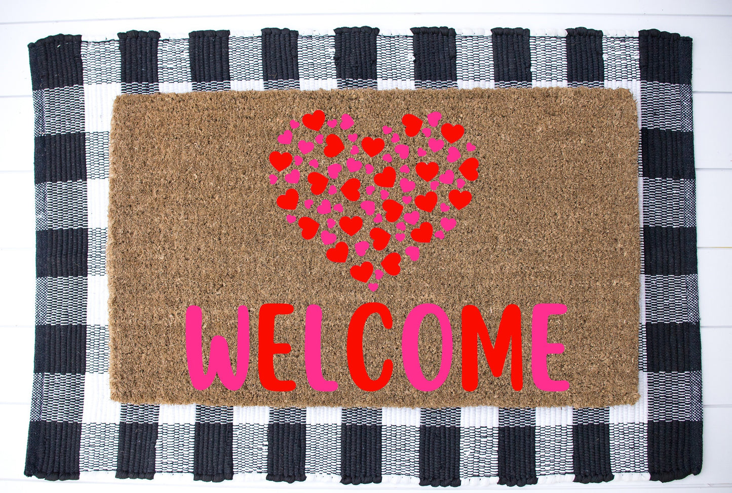 Welcome Hearts Door Mat