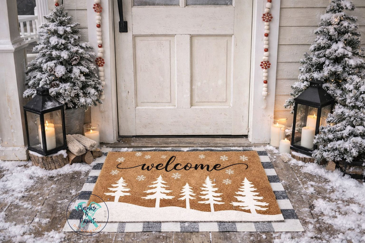 Winter Trees Welcome Door Mat