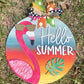 Hello Summer Flamingo 3D Door Hanger