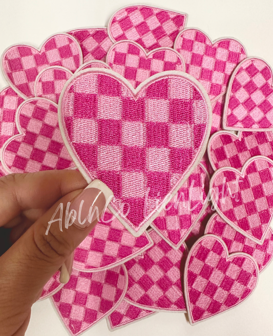 ABLN Boutique - Trucker hat patches 3” pink checkered heart cowgirl patch