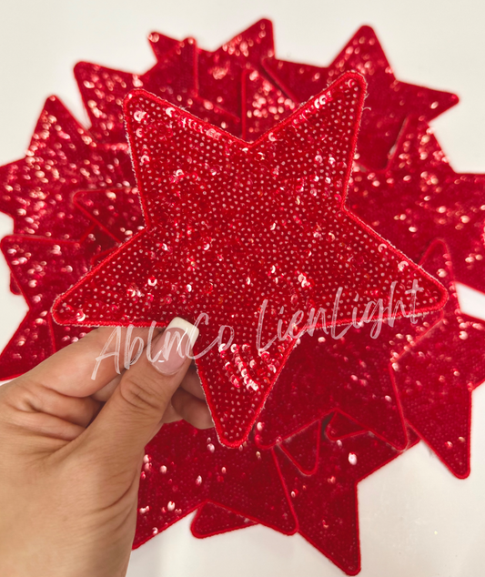 ABLN Boutique - Trucker hat patches 5” red star sequins patch iron on