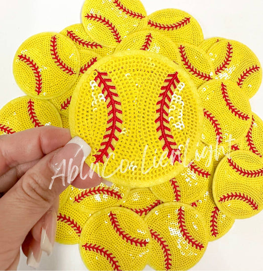 ABLN Boutique - Trucker hat patches 3” softball sequins patch iron on