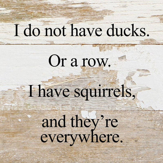 I do not have ducks. Or a row. I ha... 6x6 Wall Sign: WR - White Reclaimed with Black Print