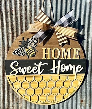 Bee Home Sweet Home 3D Door Hanger