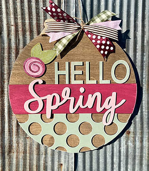 Hello Spring 3D Door Hanger