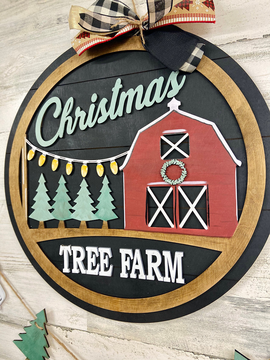 Christmas Tree Farm (Barn) 3D Door Hanger