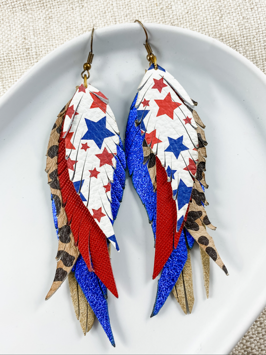 Anabelle+Oak - Starstruck Feather Earrings | Patriotic Red Blue Jewelry