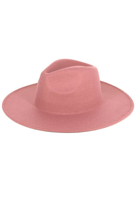 Hana - Solid Plain Panama Hat: Dark Pink