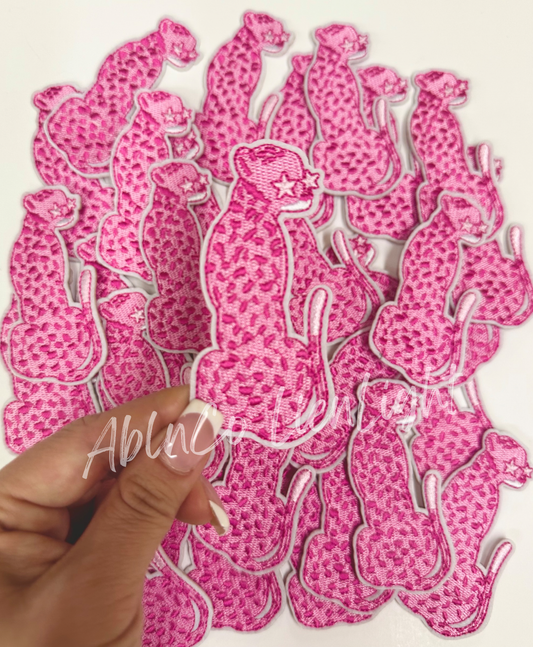 ABLN Boutique - Trucker hat patches 3” preppy pink cheetah embroidery patch