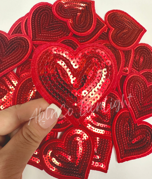 ABLN Boutique - Trucker hat patches 3” red heart sequins patch iron on