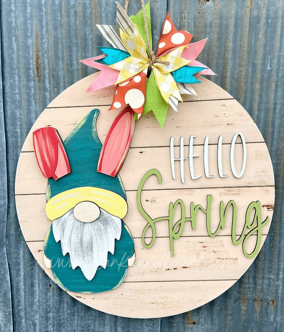 Hello Spring Gnome 3D Door Hanger