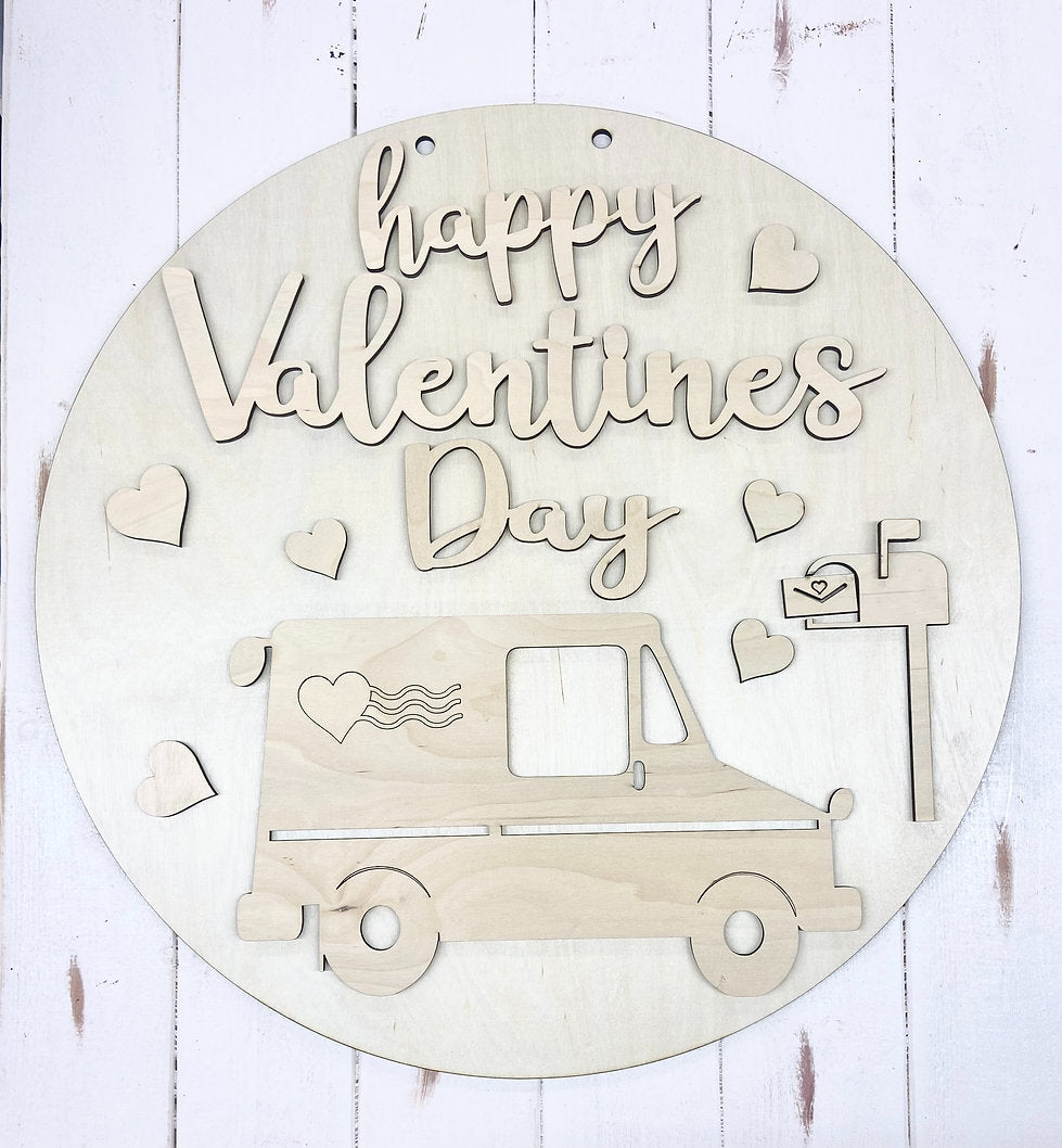Happy Valentines Day Mail Truck 3D Door Hanger