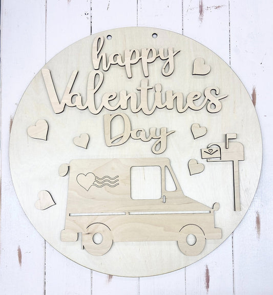 Happy Valentines Day Mail Truck 3D Door Hanger