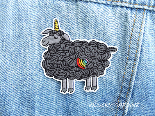 Lucky Sardine - Black Sheep, Unicorn Rainbow Embroidered Patch: No (Loose Patches)