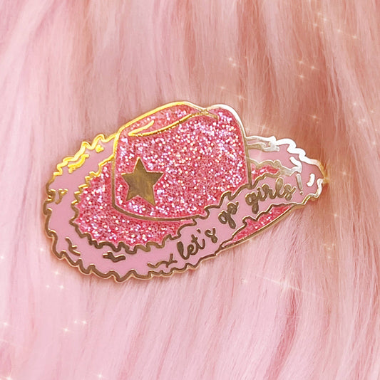 Wildflower + Co. - Cowgirl Hat Enamel Pin, Pink