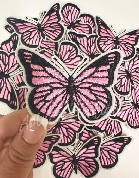 ABLN Boutique - Trucker hat patches 3” light pink butterfly patch iron on