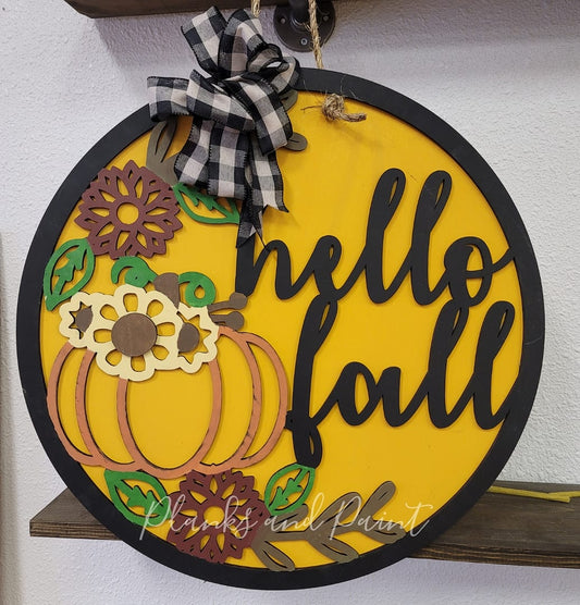 Hello Fall 3D Door Hanger