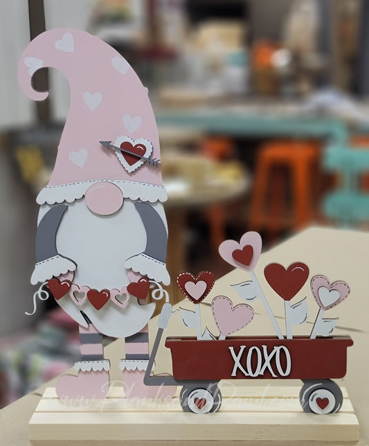 Valentine Standing Gnome with Wagon