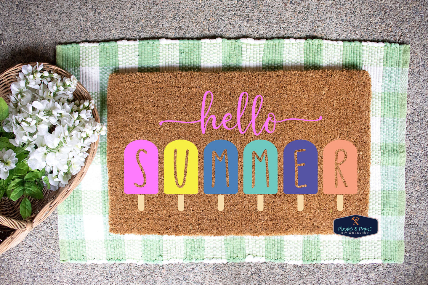 Hello Summer Popcicles Door Mat