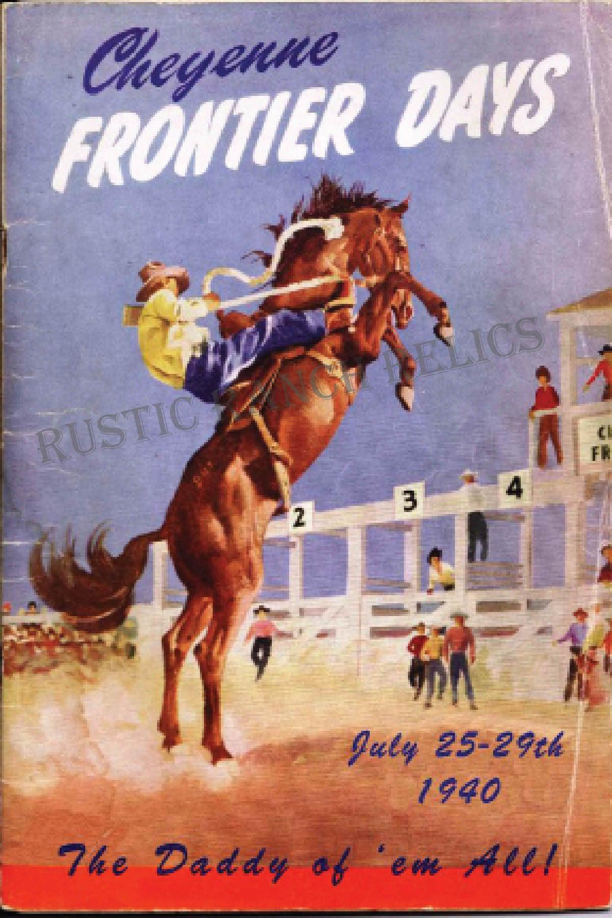 Cheyenne Frontier Days 1940 - Vintage Rodeo Poster