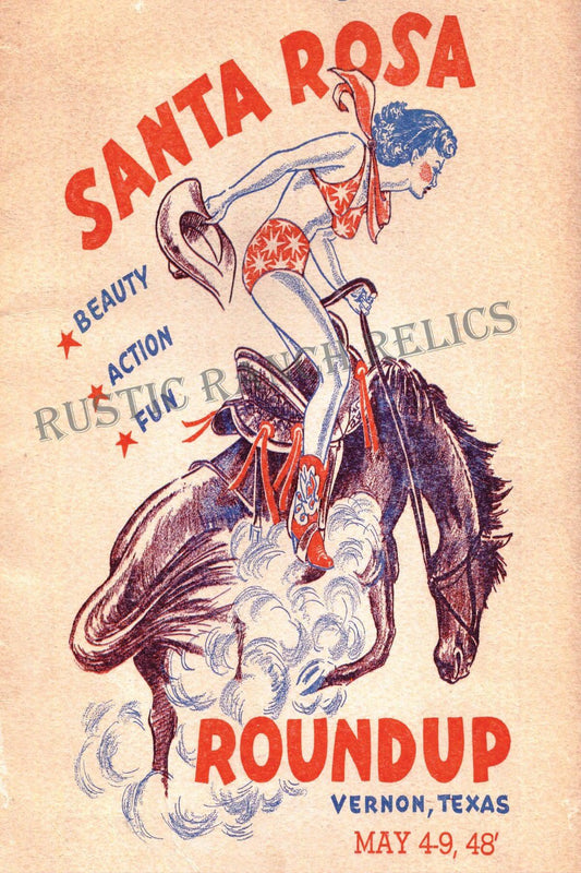 Santa Rosa Round Up - Vintage Rodeo Poster